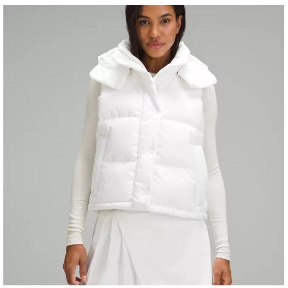 Lululemon Wunder Puff 600-Down Cropped Vest White Size 8 NWOT
